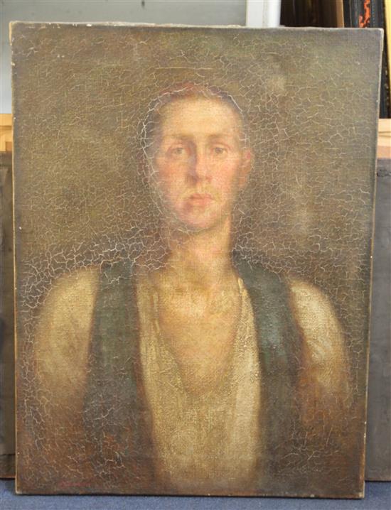 William Shackleton (1872-1933) Portrait of a young man 25.5 x 19.25in. unframed